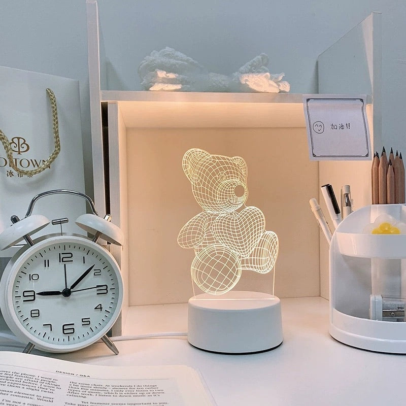 Lampa 3D Ursuleț – Cadoul Perfect pentru Îndrăgostiți și Camerele Copiilor