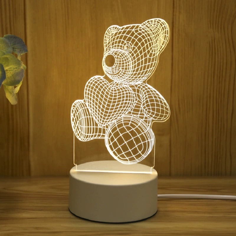 Lampa 3D Ursuleț – Cadoul Perfect pentru Îndrăgostiți și Camerele Copiilor